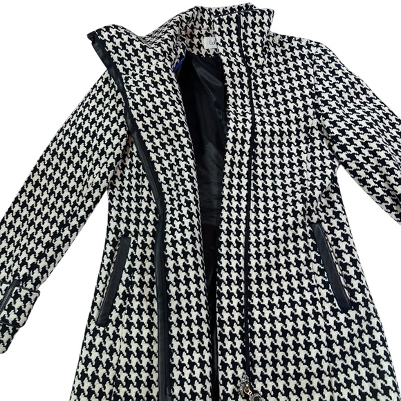 Calvin Klein Black & White Houndstooth Wool Blend Zip Coat — Women’s 6 - Picture 6 of 13